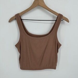 Lululemon Tank Top Womens‎ 4/6? Brown Ribbed Stretch Cropped Workout Active
